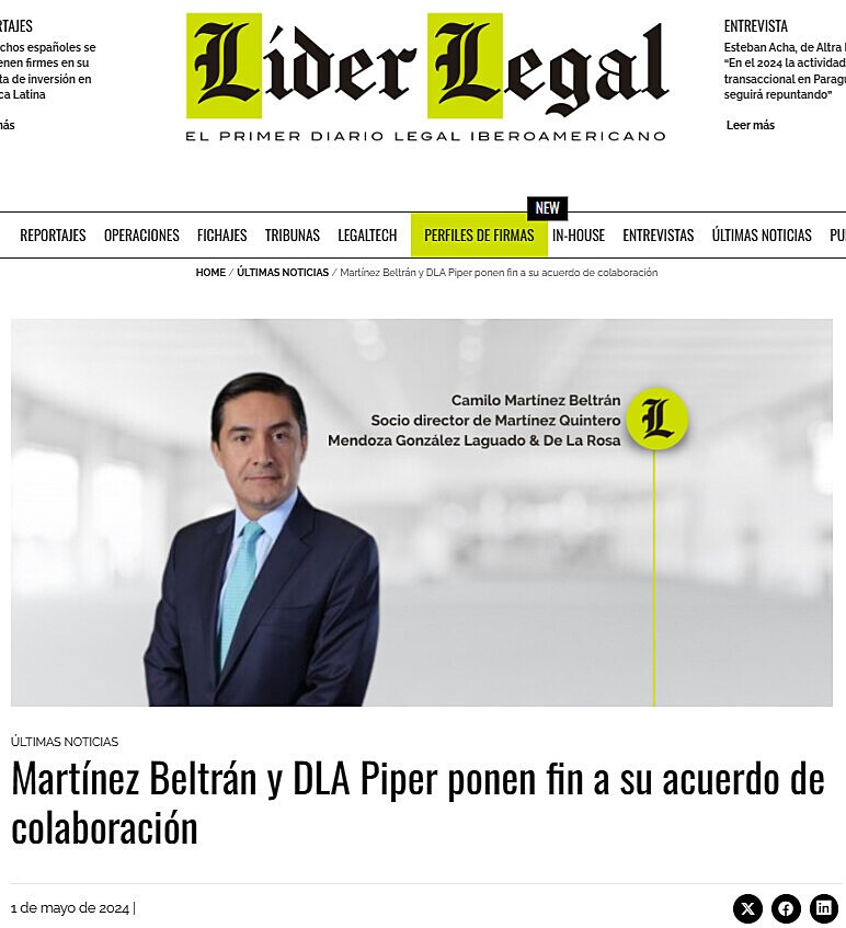 Martnez Beltrn y DLA Piper ponen fin a su acuerdo de colaboracin